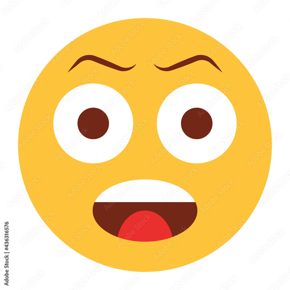 Fototapeta premium Flat color style emoji angry.