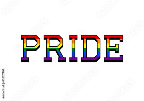 Pride text with rainbow LGBT flag