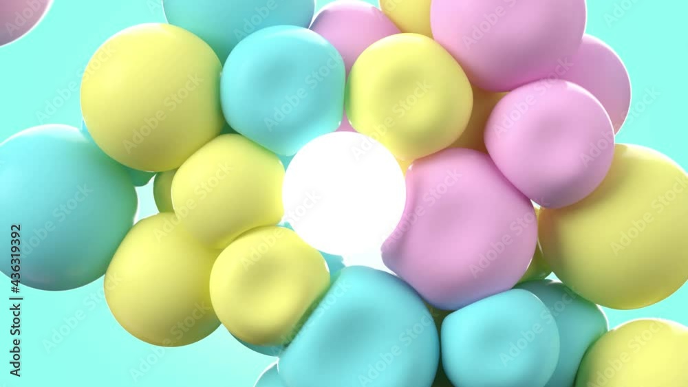 Intro Animation video with colorful bubbles flying up to a round glowing space. High quality FullHD footage