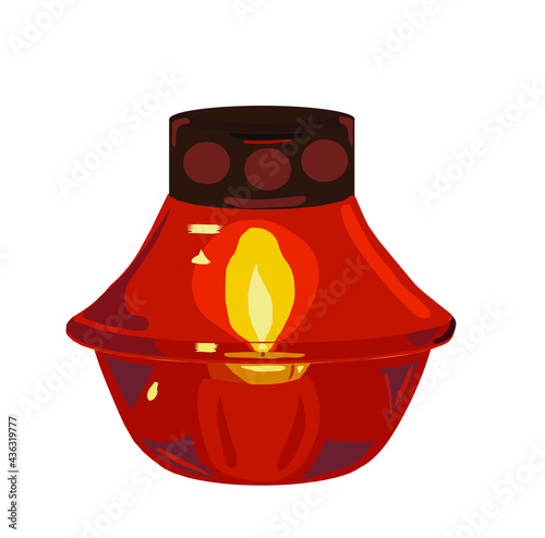 burning candle in a glass jar