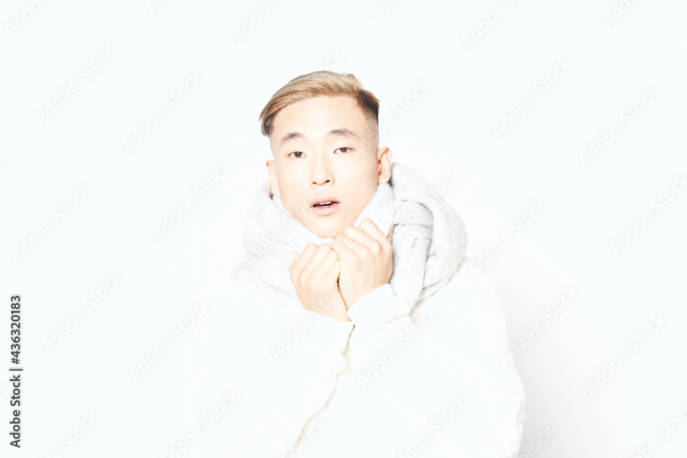 man asian appearance fashion modern style winter clothing man asian appearance fashion modern style winter clothing