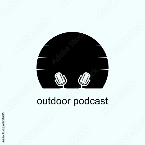 Podcast logo design with microphone for outdoor area