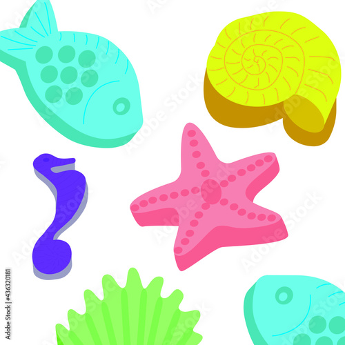 set of sea animals