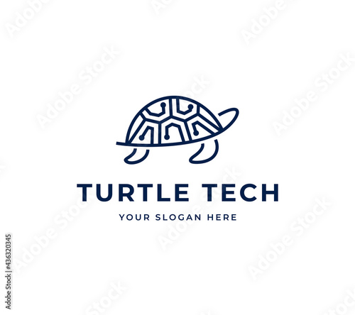 tech turtle vector logo design. minimalist turtle icon logo symbol design
