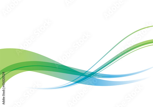 白地にシンプルな緑と水色のグラデーションの曲線の背景イメージイラスト素材