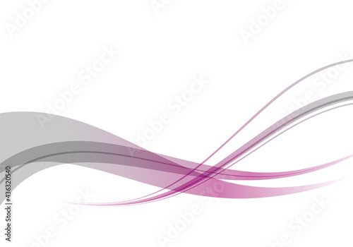 白地にシンプルな紫とグレーのグラデーションの曲線の背景イメージイラスト素材