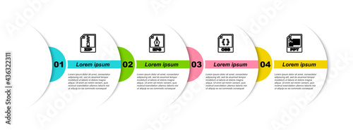 Set line ZIP file document, EPS, CSS and PPT. Business infographic template. Vector
