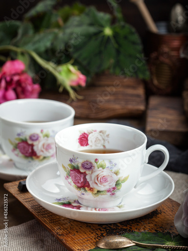 cup of tea and flowers © Natalya
