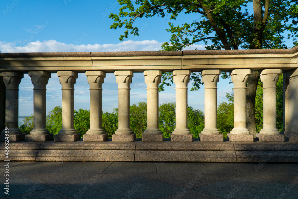 balcony handrail with columns, architectural background balcony handrail with columns, architectural background