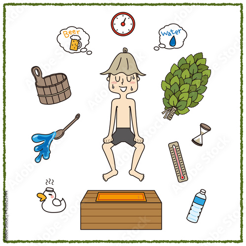 水着の男性のサウナセット
