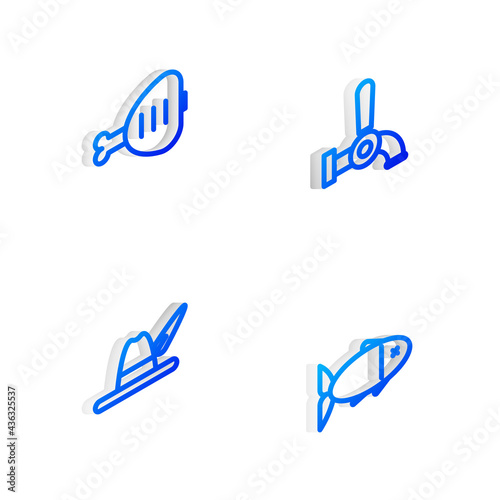 Wallpaper Mural Set Isometric line Beer tap, Chicken leg, Oktoberfest hat and Fish icon. Vector Torontodigital.ca