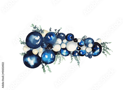garlands of blue balloons and flowers for the holiday, children, print cards, invitations, baby shower
