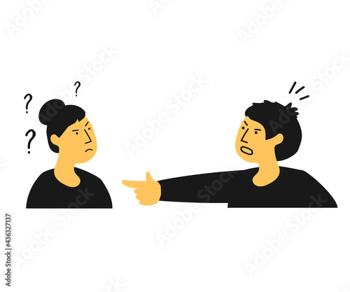 Man and woman quarrel on a white background. Cartoon. Vector illustration.