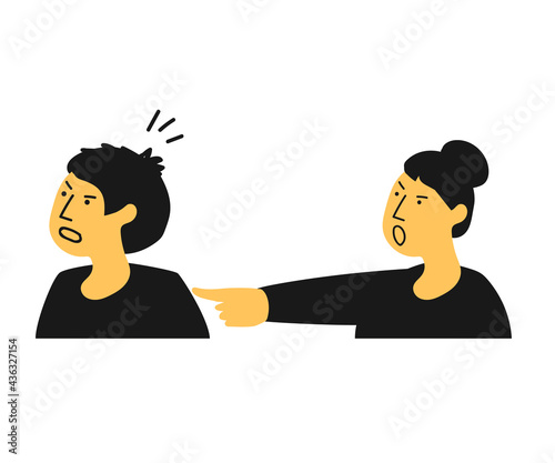 Man and woman quarrel on a white background. Cartoon. Vector illustration.