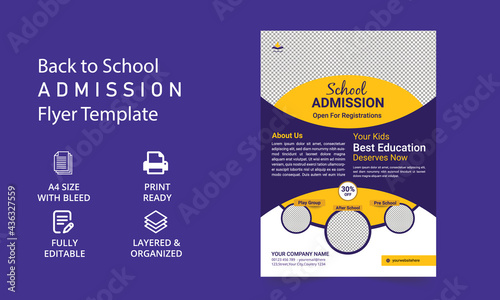 Admission Coming soon Flyer vector template. Junior and senior high school promotion banner. School admission social media post flyer template.
