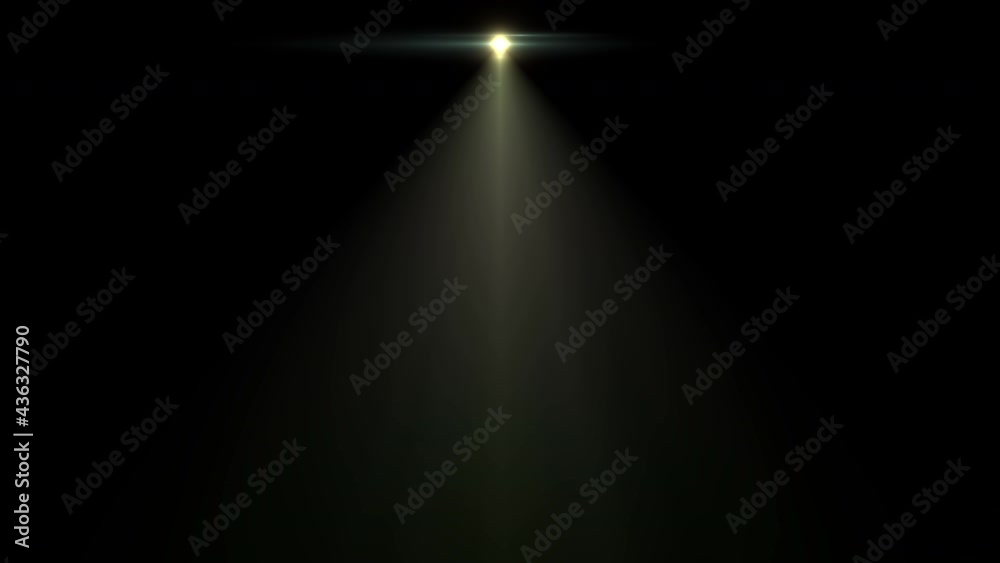 Spotlight light. Light source, studio lighting, walls. Light rays, light effect. 4K video.