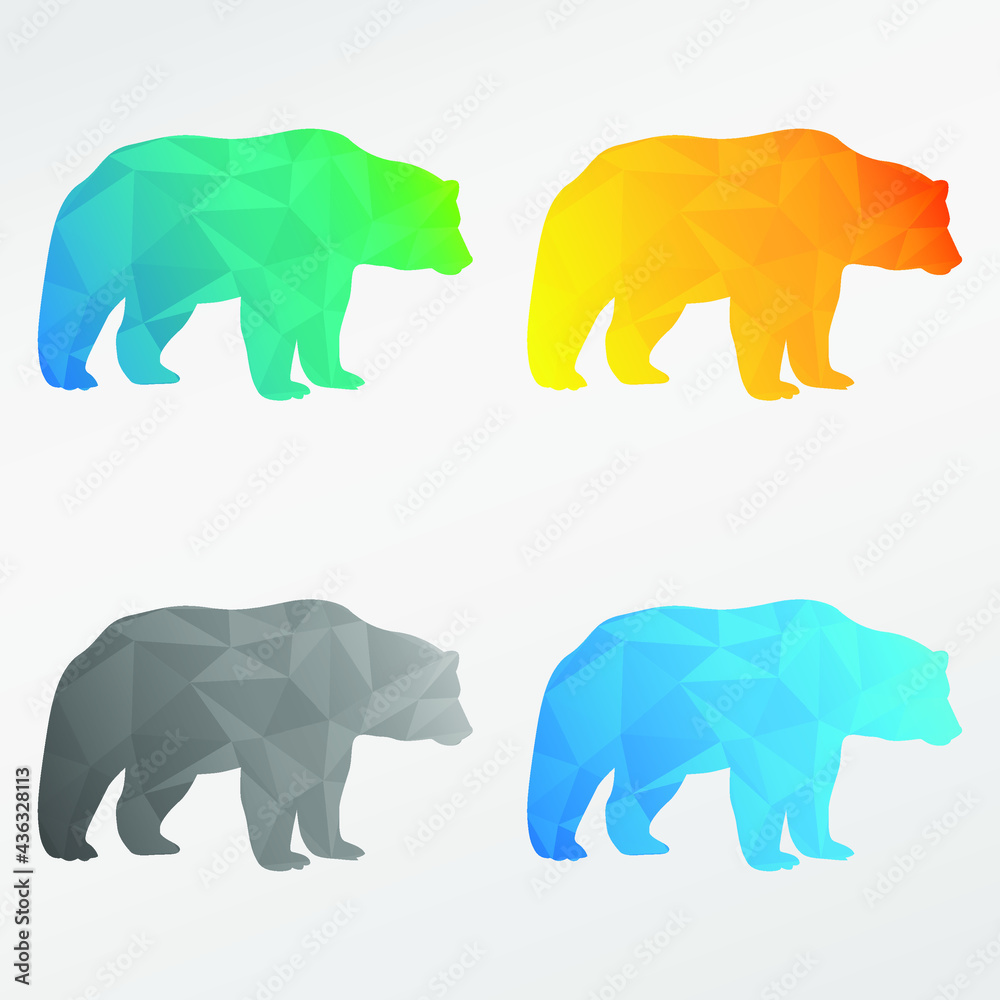 Obraz premium Bear Low Poly Animal Clip Art Design. Geometric Polygon Graphic Silhouette Icon. Vector Illustration Symbol.