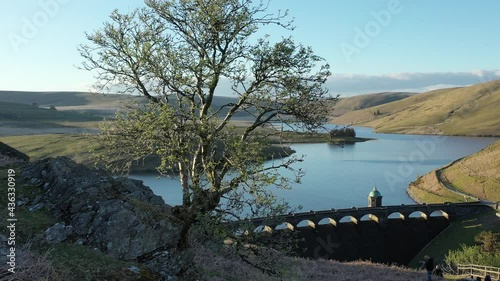 Elan valley reservoirs and dams in spring time in the welsh countryside photo