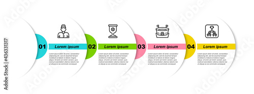 Set line Baseball player, Award cup with baseball, arena and Championship tournament bracket. Business infographic template. Vector