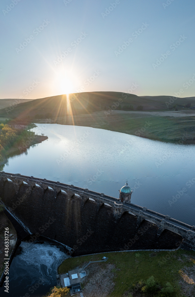 Fototapeta premium Elan valley reservoirs and dams in spring time in the welsh countryside