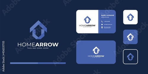 Vector home Logo Design Template - arrow, home, house, and real estate Symbol Logo suitable for real estate agency, real estate company, and finance