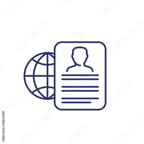 resume line icon with a globe