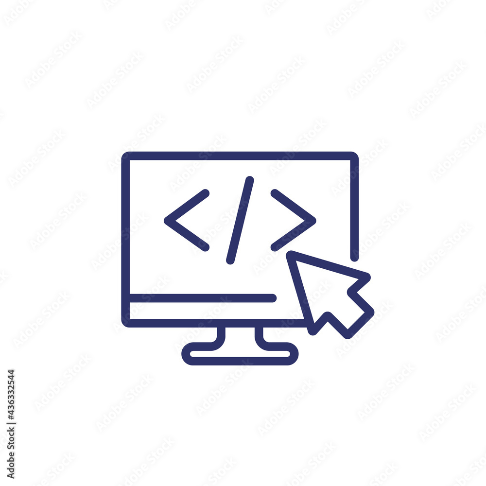 coding line icon with code on screen coding line icon with code on screen