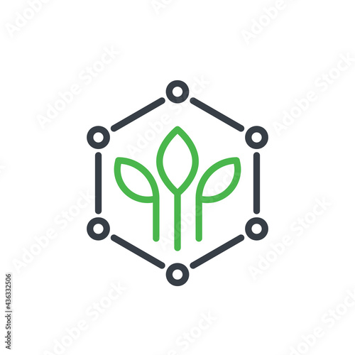 Biodegradable polymer or plastic line icon