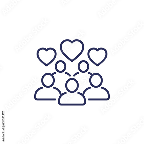 community line icon with people and hearts