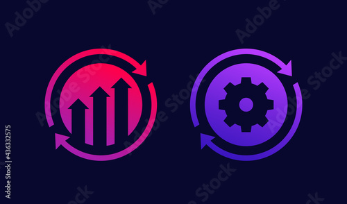 continuous growth and improvement vector icons photo