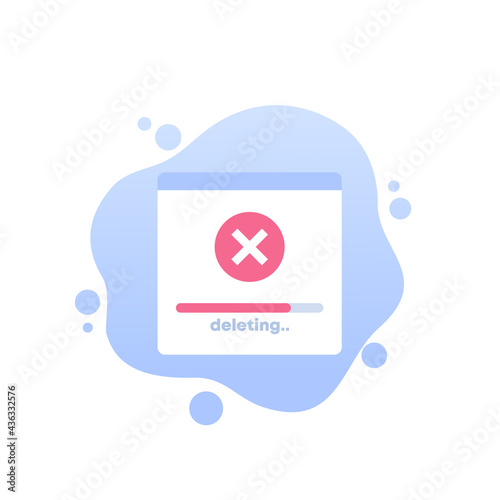 deleting files and erasing data vector icon