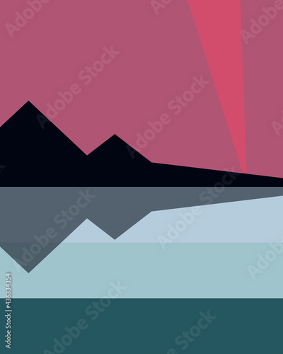 Geometric landscape generative art poster illustration