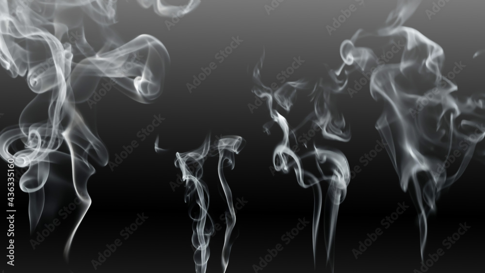 Fototapeta premium Abstract blurred motion of cigarette smoke on black background