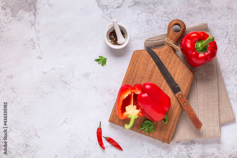Vegetables and spices, healthy food preparation concept. Vegetables and spices, healthy food preparation concept.