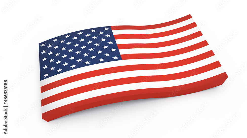 Obraz premium 3d model of USA flag on white background with shadow
