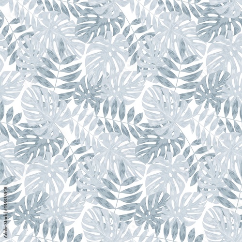 Modern leaves pastel pattern, great design for any purposes. Abstract art nature background vector. Tropical jungle leaves seamless pattern. Palm leaves. Decoration wallpaper. Fabric pattern.