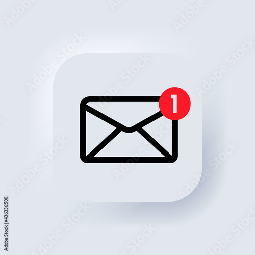 SMS icon. Dialog, chat, new message. New gmail, email. Communication concept. Neumorphic UI UX white user interface web button. Neumorphism. Vector