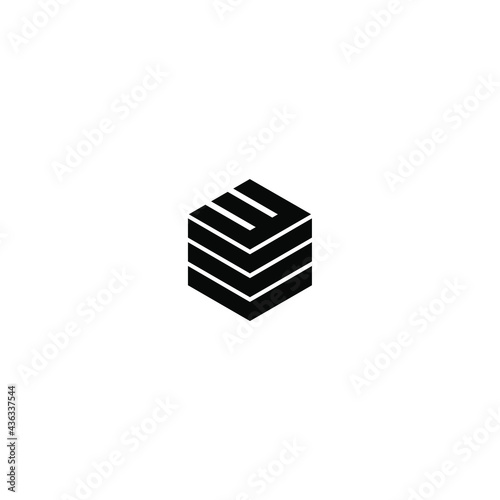 WE initial letter logo heksagon