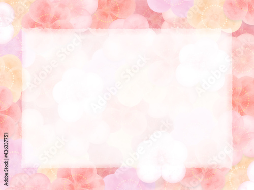 淡く柔らかな梅の花模様コピースペース