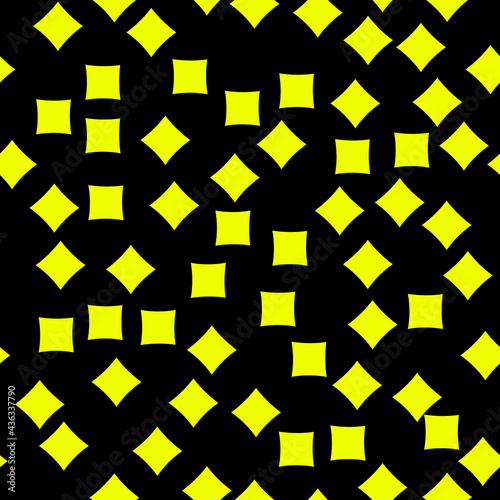 Yellow squares random position. Vector same squares ornament.
