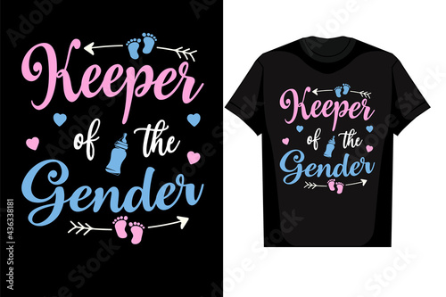 Keeper of the Gender - Cute Gender Reveal Baby Shower Design T-Shirt