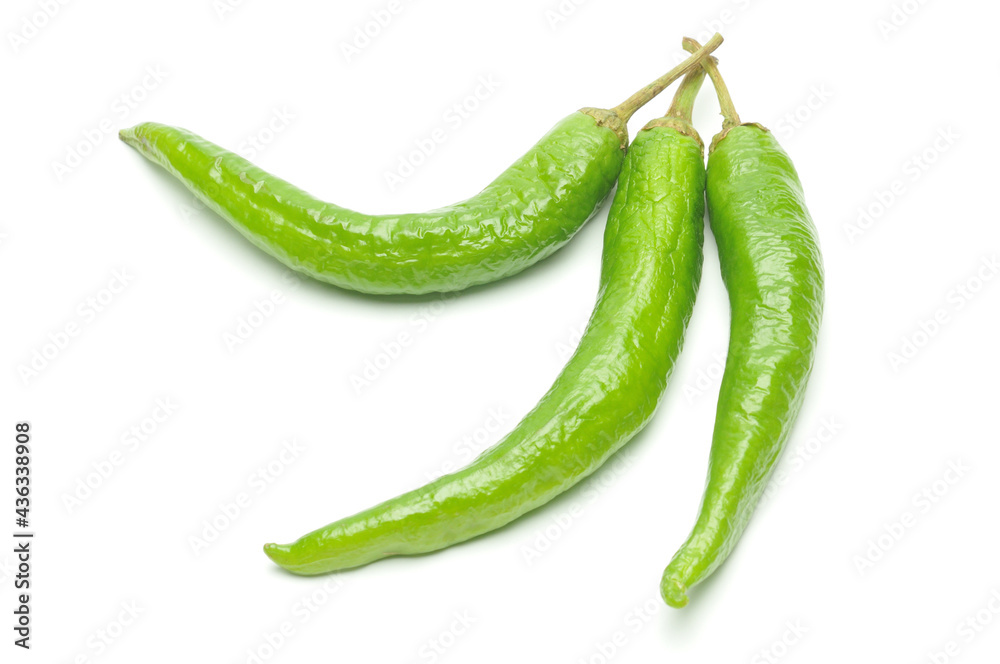 Green peppers on white background Green peppers on white background
