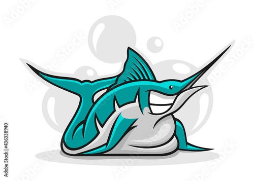 Merry marlin fish on white background in vector EPS8