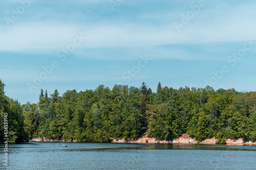 Wallpaper Mural Koknese nature park from the shore of Koknese medieval castle ruins by the river Daugava. Beautiful green forest during sunny day Torontodigital.ca