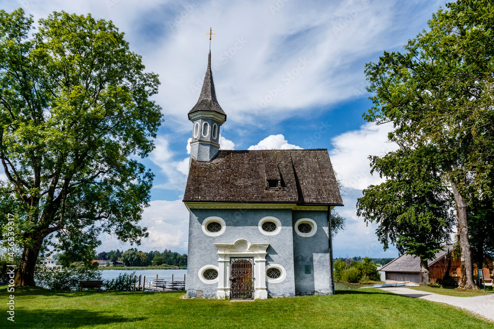 Exterior of the Seekapelle zum Hl. Kreuz at Herrenchiemsee - Herren island - Bavaria, Germany, Europe