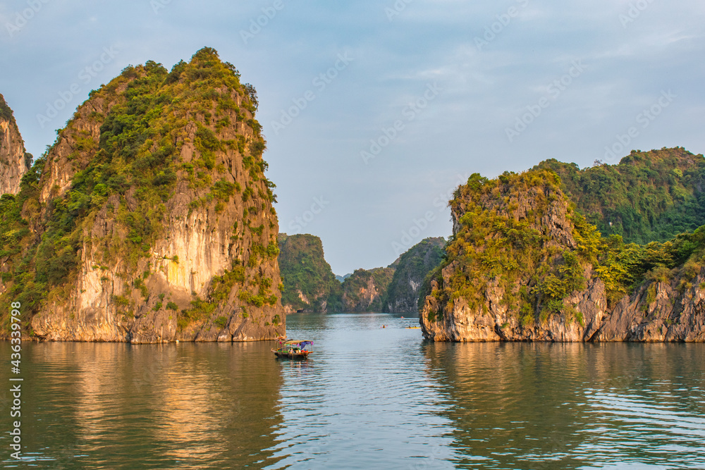 Ha Long Bay at sunset in Vietnam