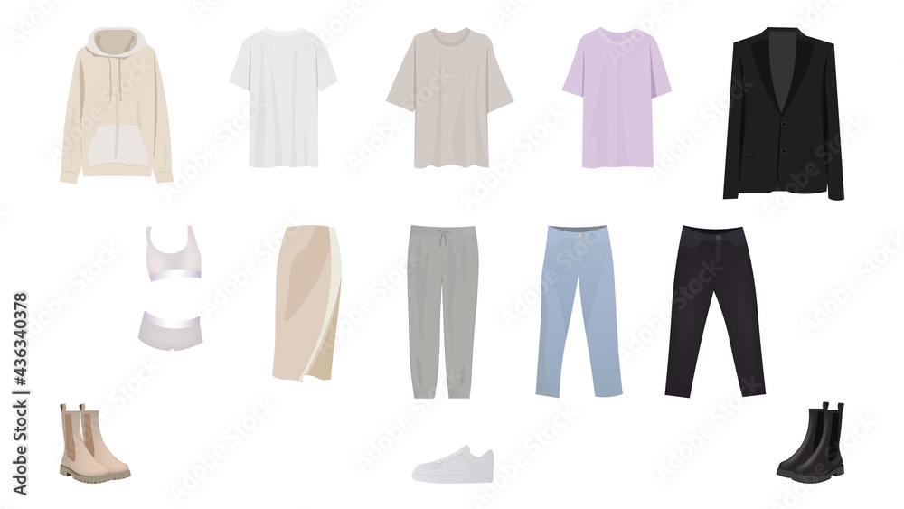 Casual wardrobe 2021 vector design. Midseason capsule Casual wardrobe 2021 vector design. Midseason capsule
