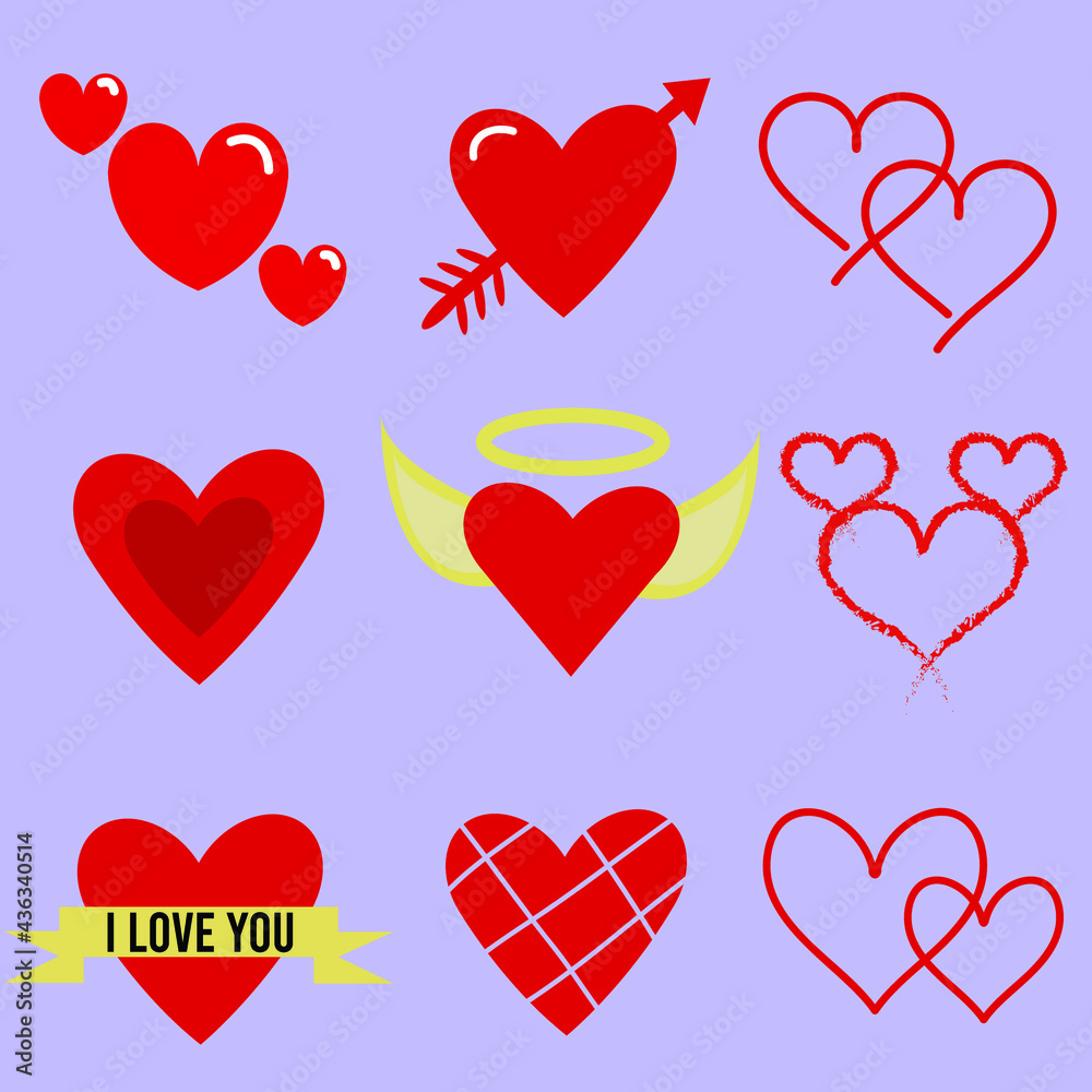 set of hearts flat design set of hearts flat design