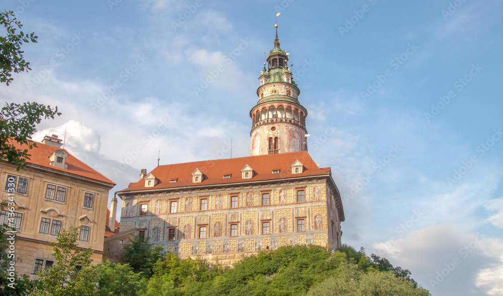 view of the historic castle with a tower - Český Krumlov view of the historic castle with a tower - Český Krumlov