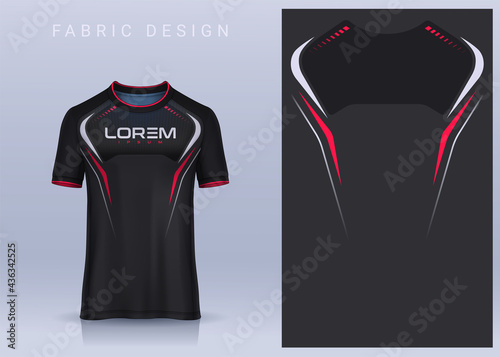 Fabric textile design for Sport t-shirt, Soccer jersey mockup for football club. uniform front view.